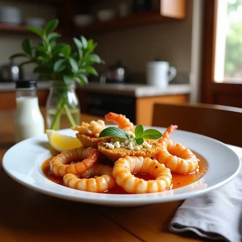 Pescaíto Frito de Calamares y Gambas con Alioli: Receta Andaluza Crujiente en Airfryer