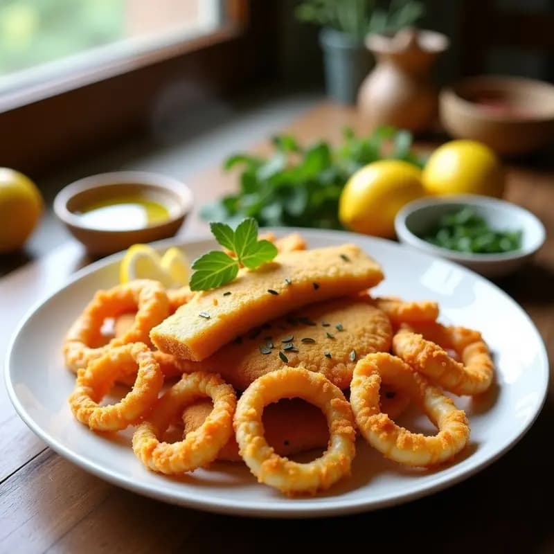 Pescaíto Frito de Calamares y Merluza con Harina de Garbanzo: Receta Andalza Keto