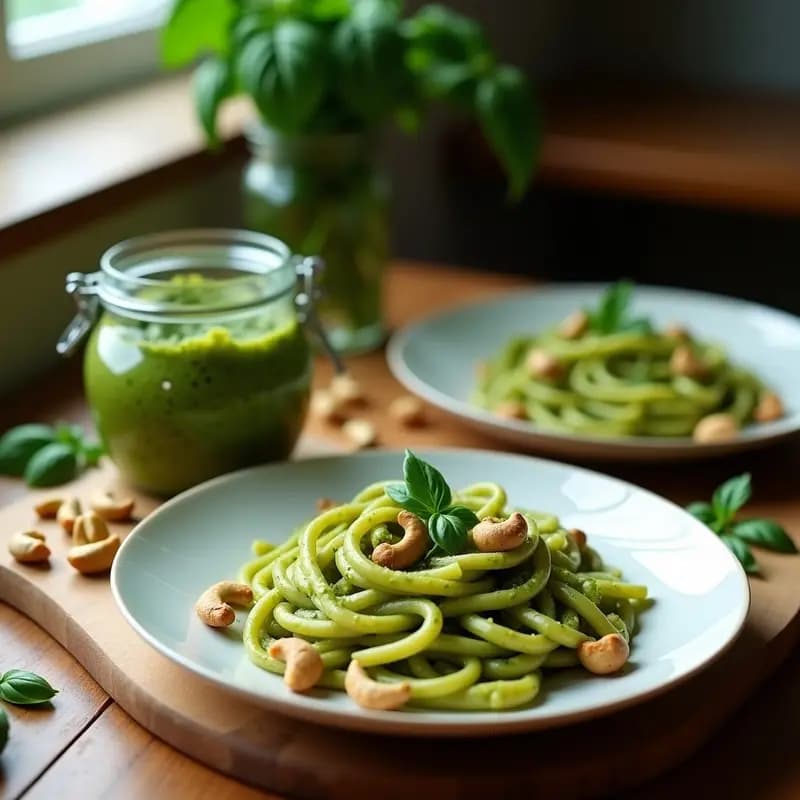 Pesto de Albahaca y Anacardos: Receta Italiana Sin Queso y Sin Lácteos para Pasta o Ensaladas