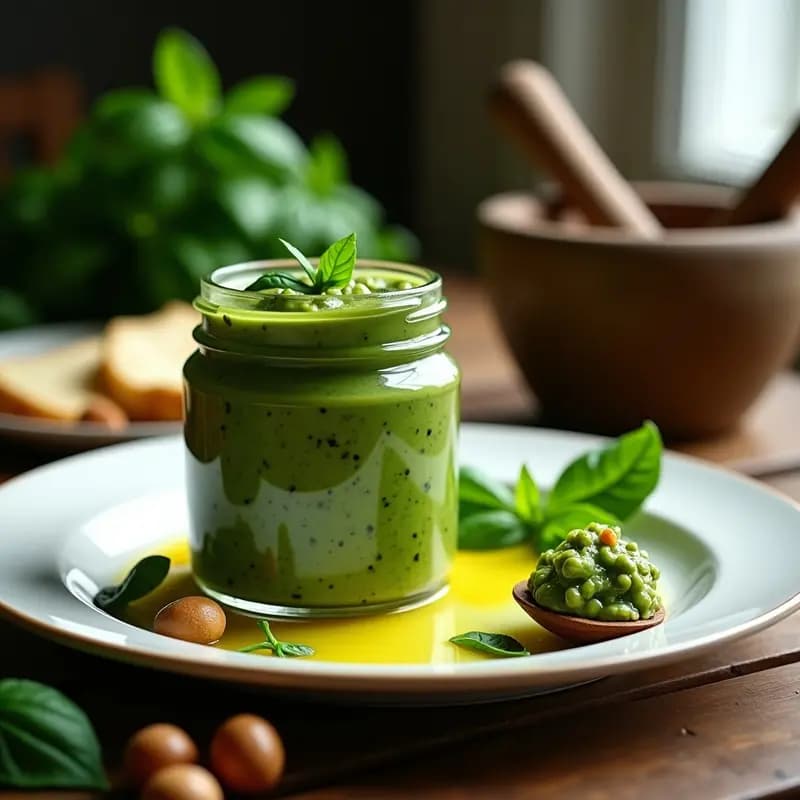 Pesto de Albahaca y Espinacas con Nueces de Macadamia: Salsa Italiana Sin Lácteos