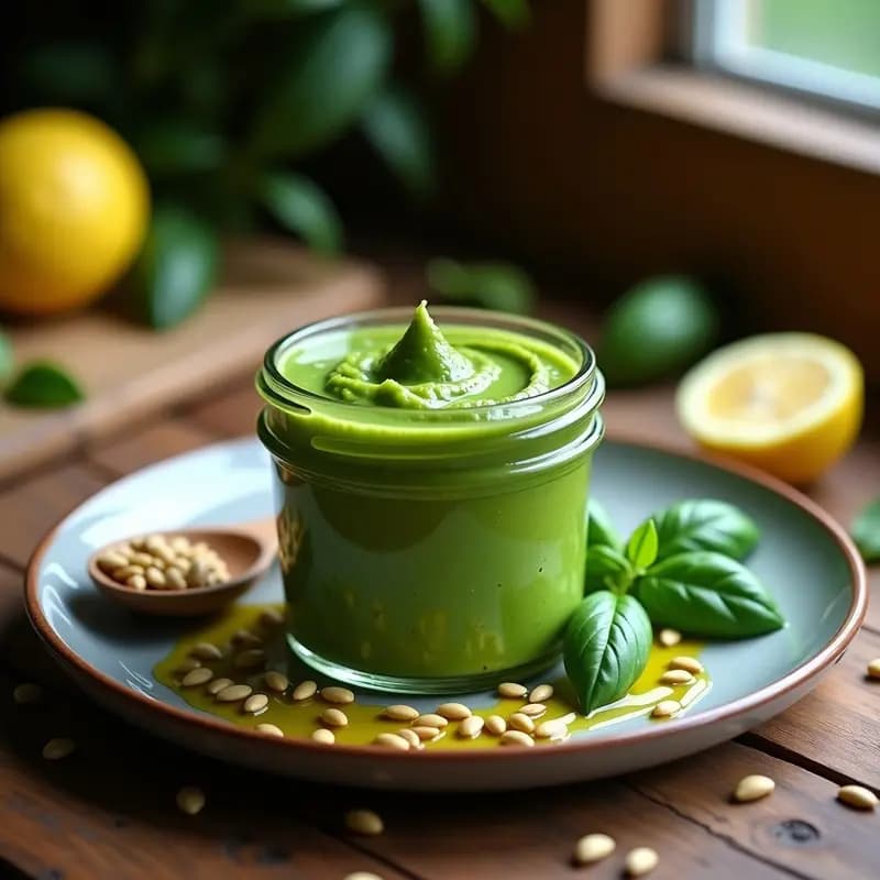 Pesto de Albahaca y Semillas de Girasol: Salsa Italiana Vegana y Sin Frédéric