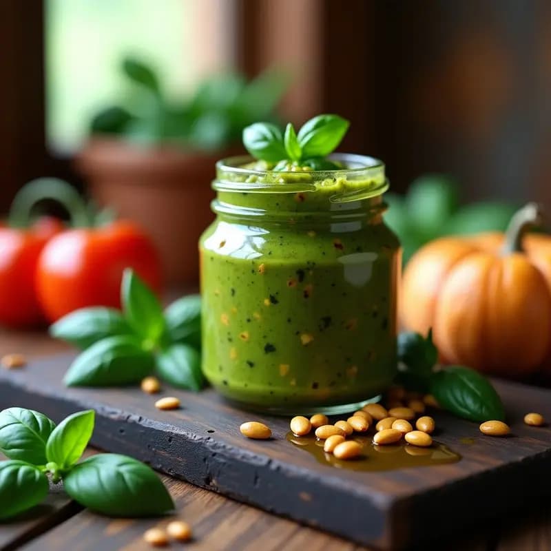 Pesto de Albahaca y Pepitas de Calabaza: Salsa Italiana Vegana Sin Lácteos