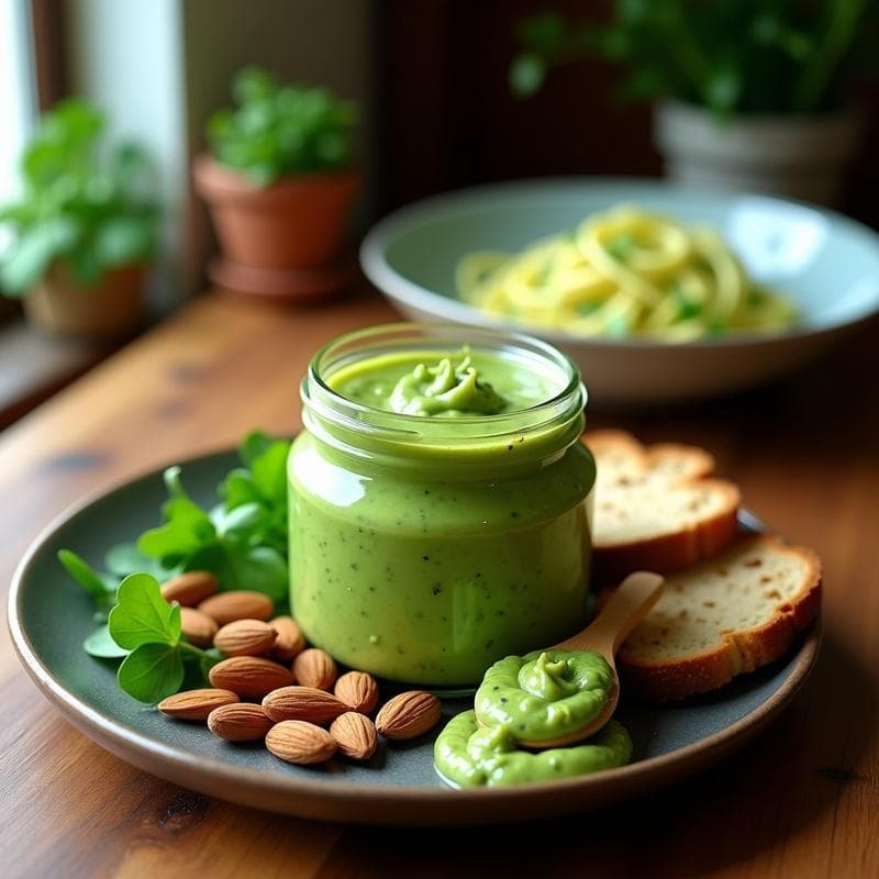 Pasto de Berros y Almendras: Pesto Vegano Sin Lácteos para Pasta o Tostadas
