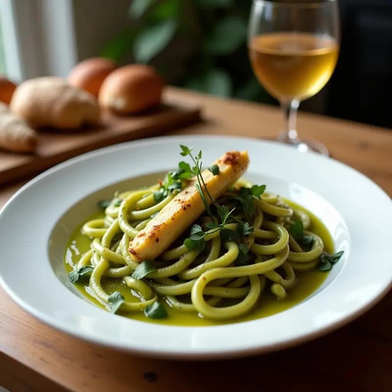 Pesto de Espinacas y Almendras con Tallarines de Calabacín: Receta Italiana Sin Lácteos y Crudivegana