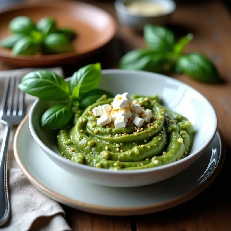 Pesto de Espinacas y Queso Feta: Receta Italiana Sin Frutos Secos para Pasta o Ensaladas