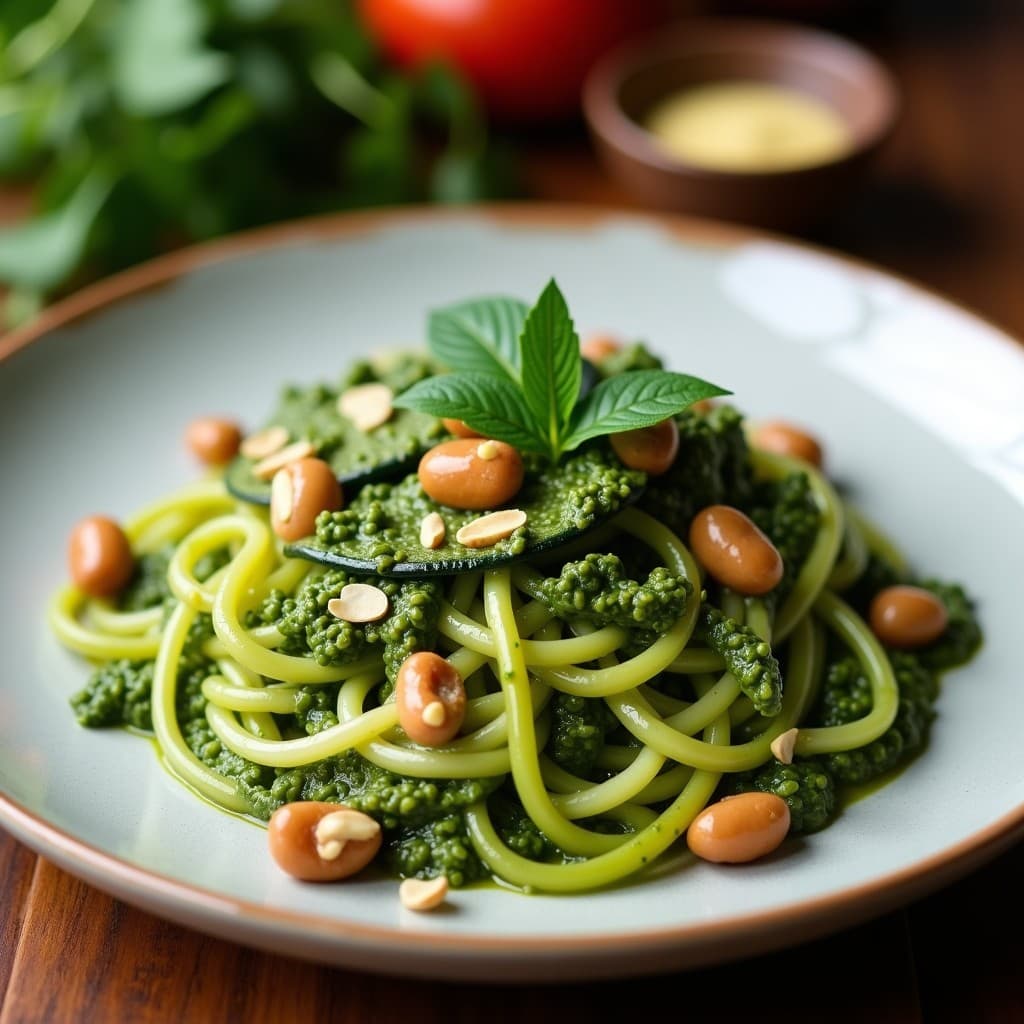 Pesto de Hoja Santa y Nueces con Espaguetis de Calabacín: Receta Mexicana Vegana y Raw