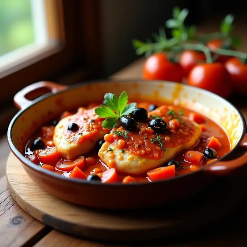 Petti di Pollo alla Cacciatora: Pollo Italiano con Aceitunas y Tomate