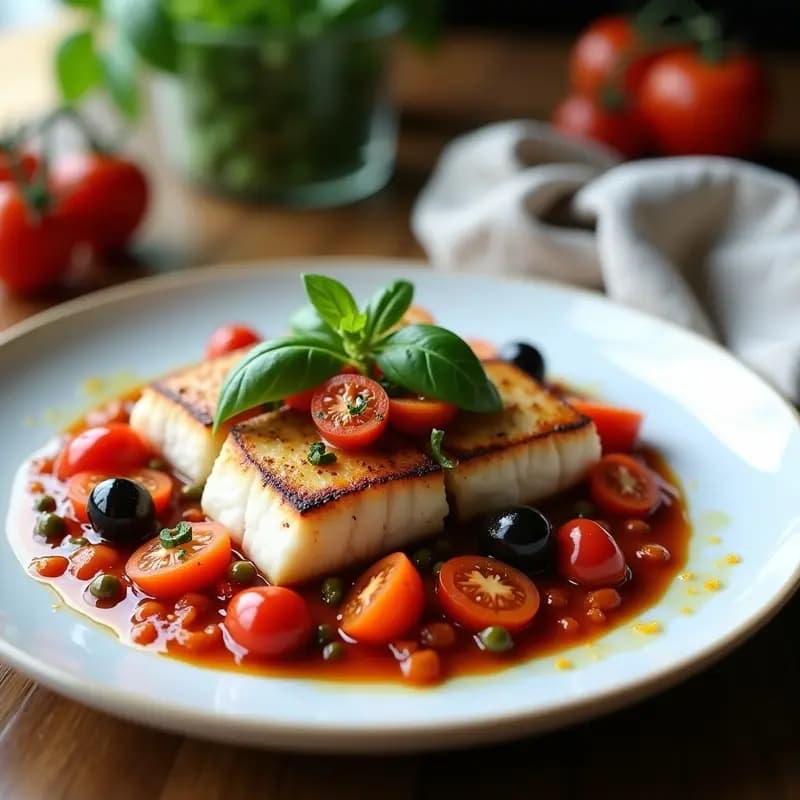Pez Espada a la Siciliana con Aceitunas y Alcaparras: Receta Italiana Alta en Omega-3