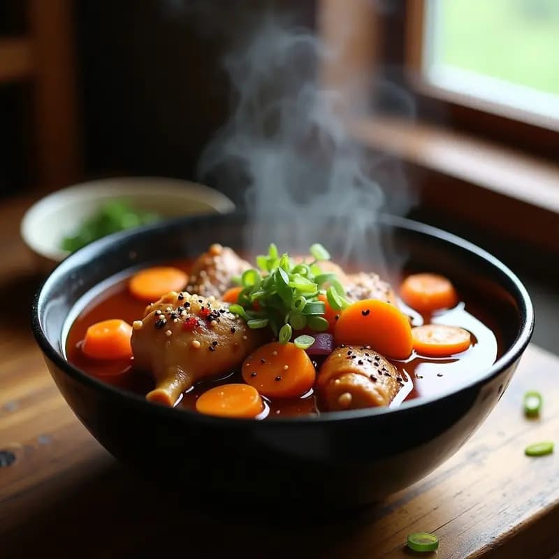 Pgoto de Pollo y Batata: Estofado Coreano en Olla Lenta y Reconfortante