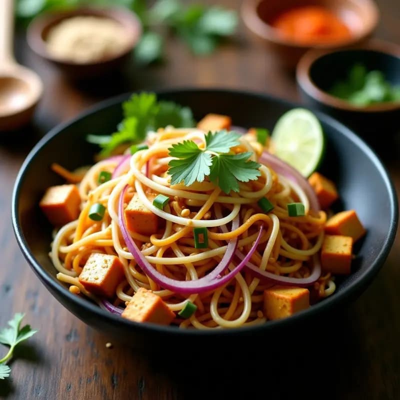 Phad Thai de Espaguetis de Konjac: Receta Tailandesa Vegana y Baja en Calorías