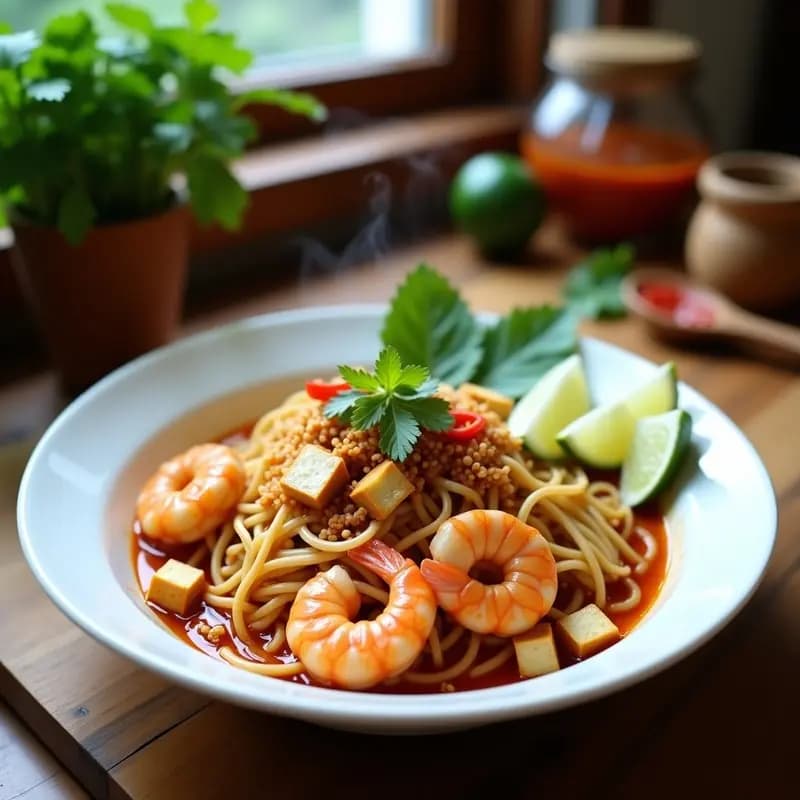 Phad Thai Auténtico con Gambas y Tofu: Fideos Tailandeses con Tamarindo y Cacahuetes