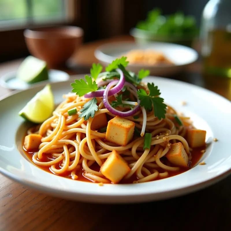 Phad Thai de Fideos de Konjac y Tofu: Receta Tailandesa Keto y Sin Gluten en Wok
