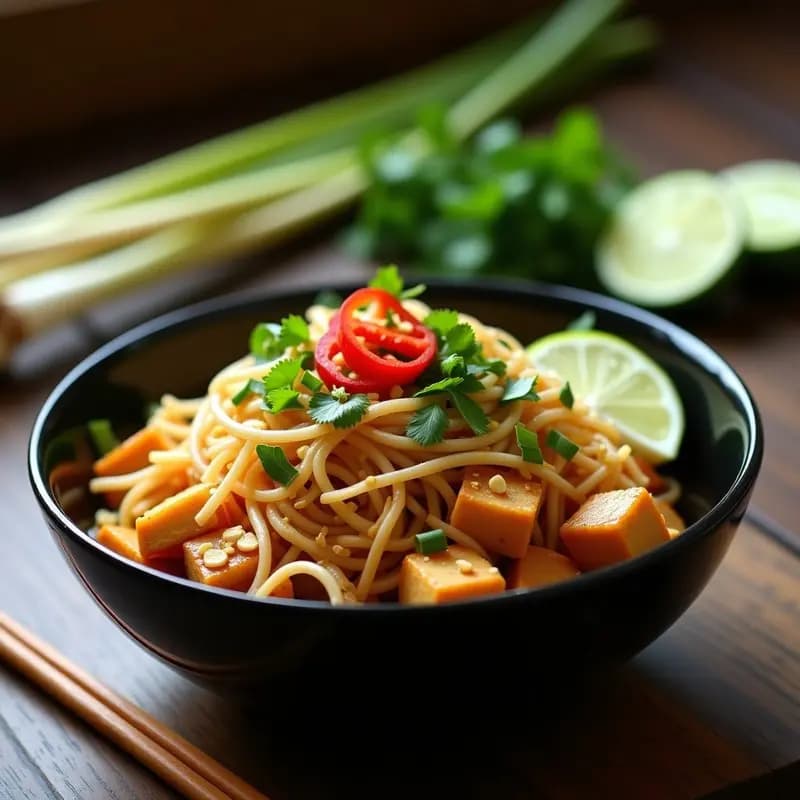 Phad Thai con Tofu y Brotes de Soja: Receta Tailandesa Vegana y Rápida
