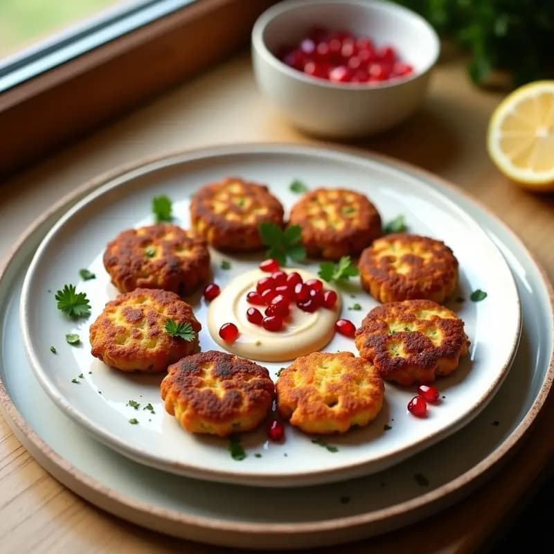 Phalafel de Garbanzos al Horno con Tahini y Granada: Receta Libanesicrujiente y Vegana