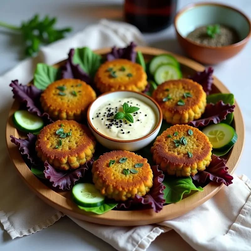 Phalafel de Garbanzos Verdes y Hierbas: Receta Libanesa Crudivegana con Tahini de Sésamo Negro
