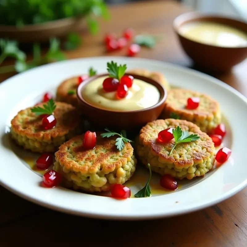 Phalafel de Garbanzos Verdes con Tahini y Granadas: Entrante Palestino en Airfryer