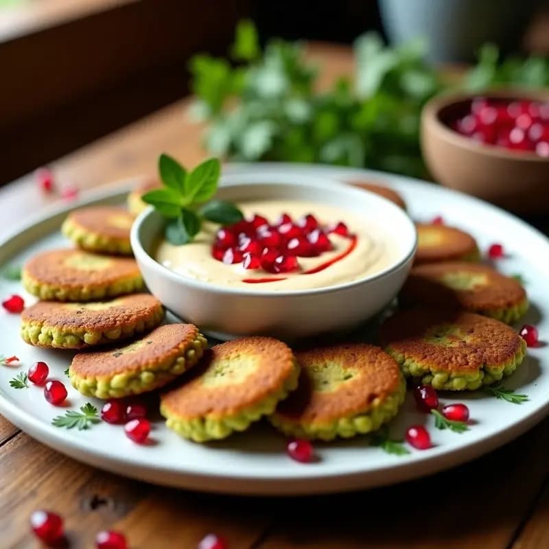 Phalafel de Garbanzos Verdes con Salsa de Tahini y Granada: Receta Libroanesa Sin Gluten