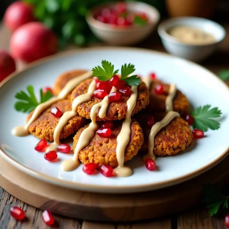 Phalafel de Lentejas Rojas con Salsa de Tahini y Granados: Receta Vegana y Crujiente