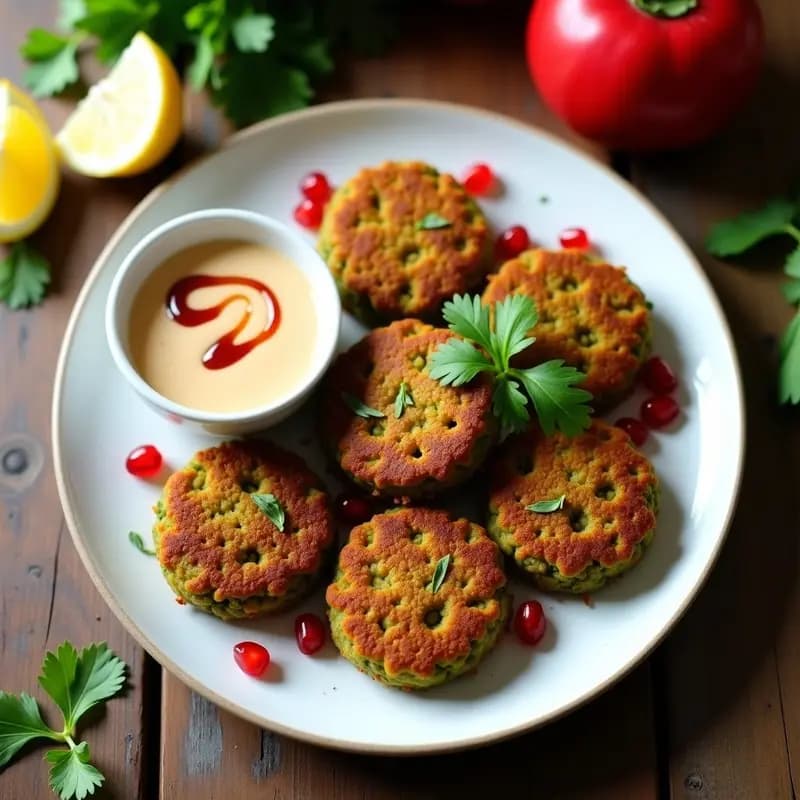 Phalafel de Lentejas Verdes con Salsa de Tahini y Granada: Receta Libanesa en Airfryer