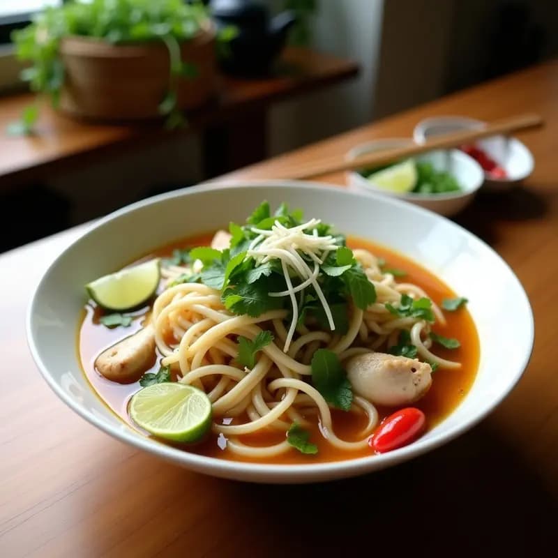 Pham So Ga (Fideos de Arroz Vietnamitas con Pollo y Hierbas): Receta Ligera y Sin Gluten