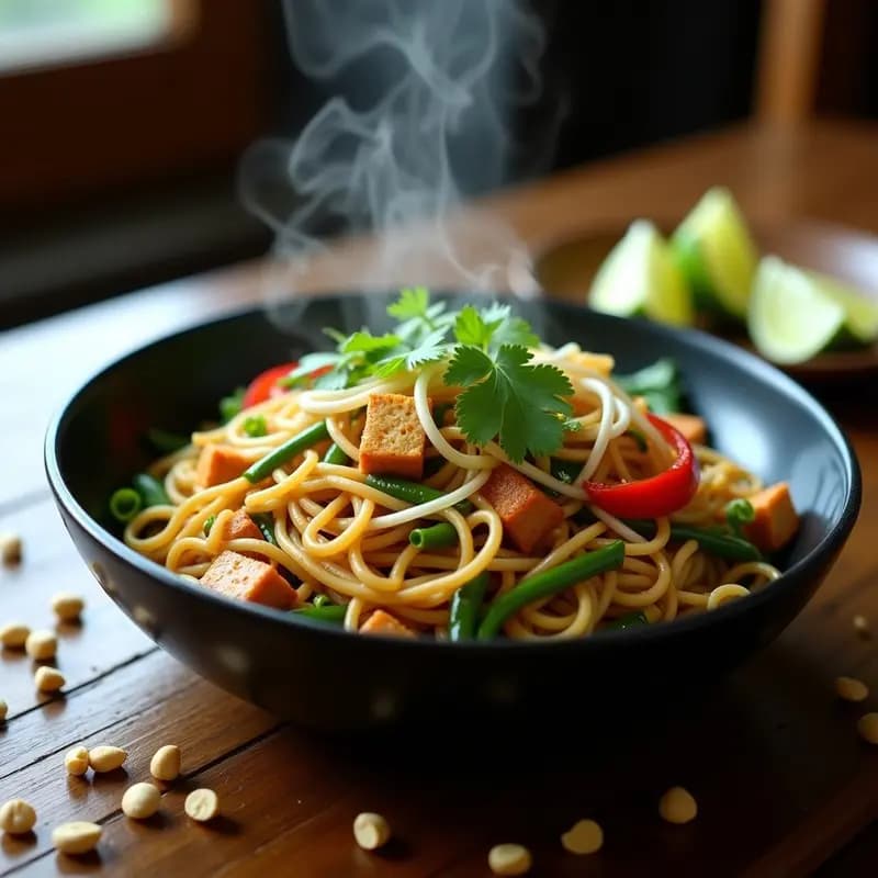 Phat Thai de Tofu y Judías Verdes: Receta Tailandesa Vegana en Wok