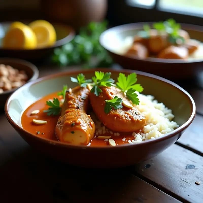 Pheasant Tikka Masala: Curry de Faisán Británico-Indio con Arroz Basmati