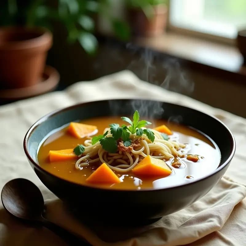 Pho Vietnamita de Calabaza y Jengibre: Sopa Reconfortante Vegana y Sin Gluten