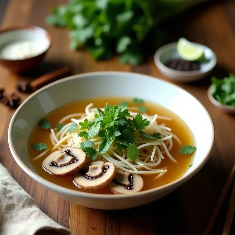 Phở de Champiñones Portobello y Hierbas Frescas: Receta Vietnamita Vegana y Light