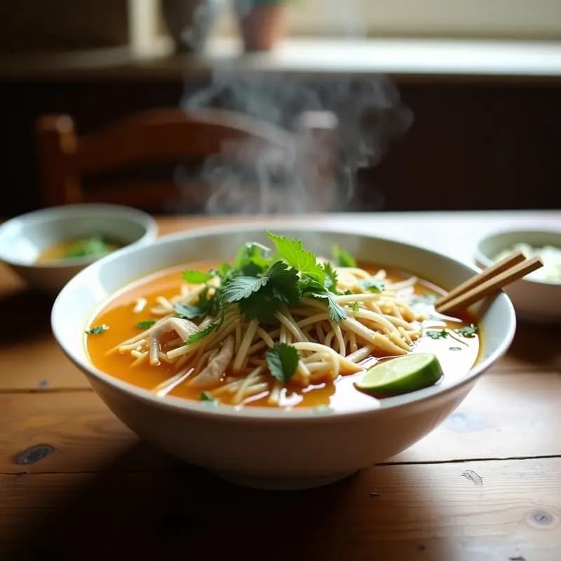 Pho Ga de Pollo y Jengibre: Sopa Vietnamita Detox en Olla Exprés