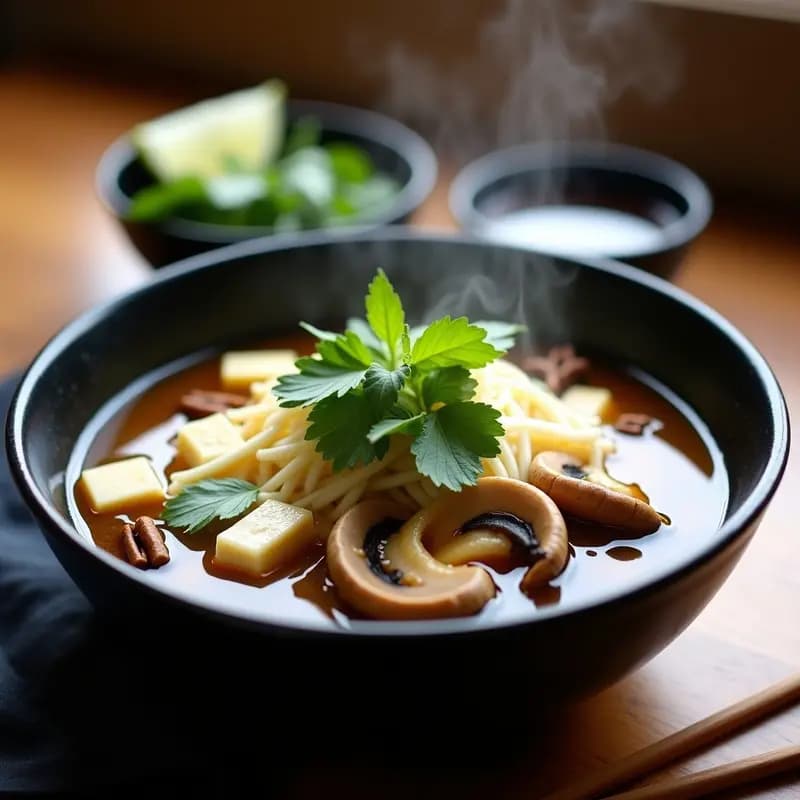 Pho de Hongos Ostra y Tofu: Sopa Vietnamita Vegana con Aroma a Estrella de Anís