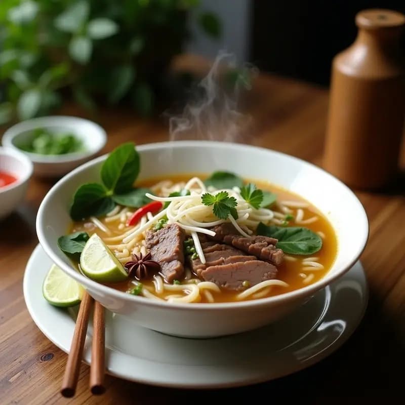 Pho de Ternera con Arroz Fideo: Sopa Vietnamita Auténtica y Nutritiva