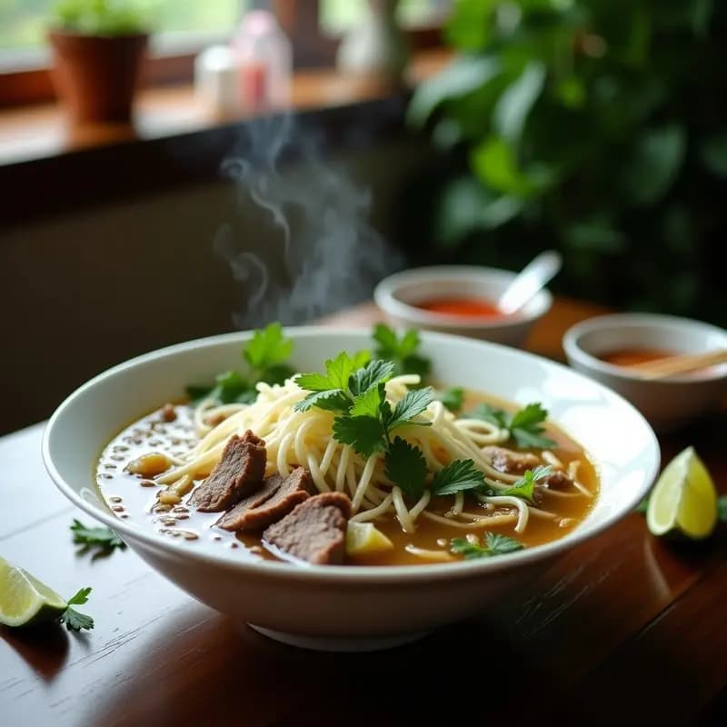 Pho de Ternera con Fideos de Arroz y Brotes de Soja: Receta Vietnamita en Thermomix