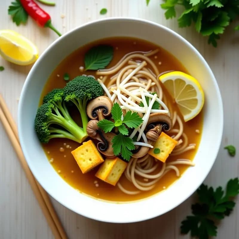 Pho de Tofu y Setas: Receta Vietnamita Vegana y Detox en Olla Rápida
