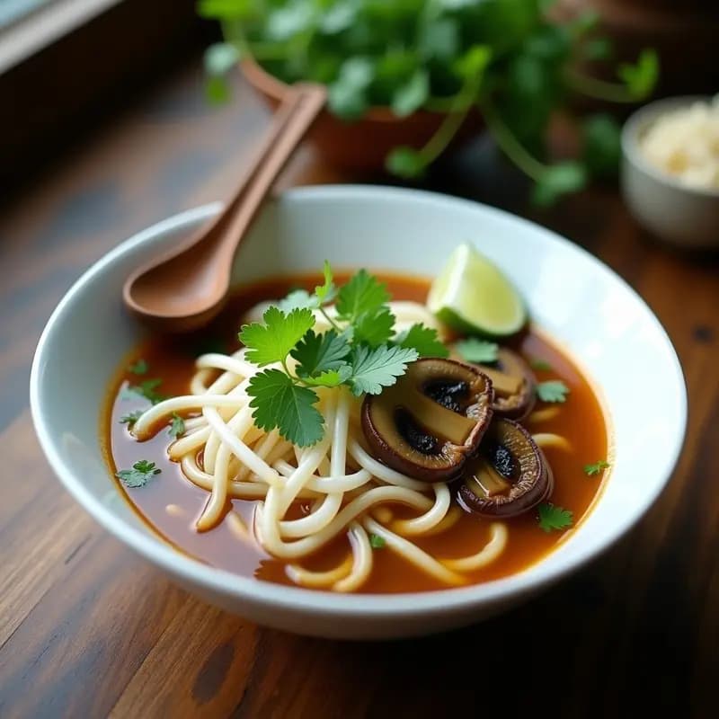 Pho Vegano de Champiñones Portobello y Jengibre: Receta Vietnamita en Olla Rápida con Toque Umami