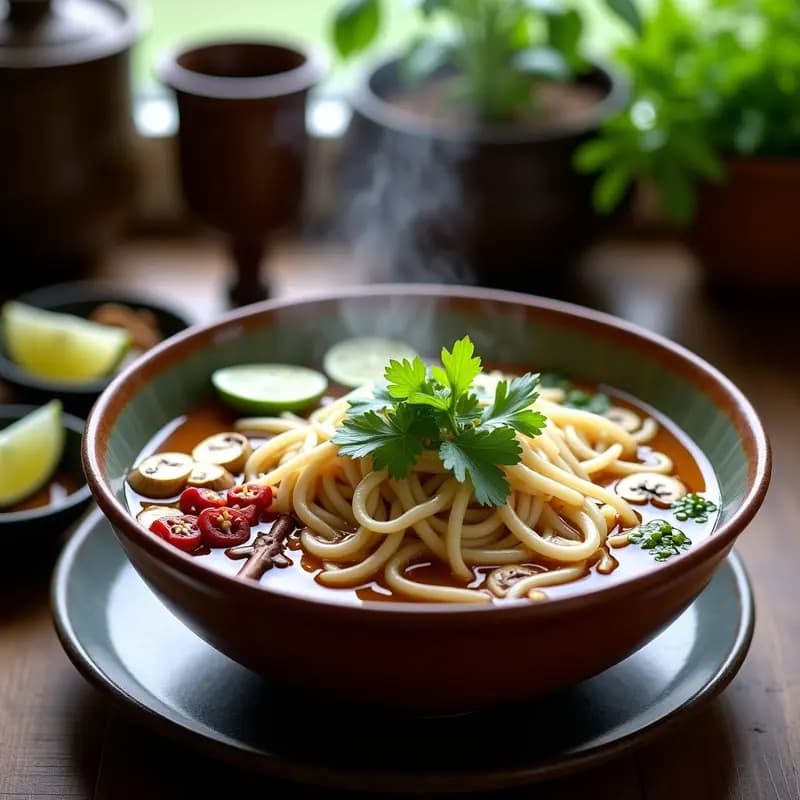 Pho Vegano de Fideos de Arroz y Setas Shiitake: Receta Vietnamita Reconfortante