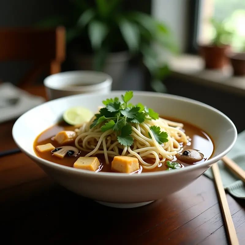 Pho Vegano de Hongos y Tofu: Receta Vietnamita Reconfortante y Sin Caldo de Carne