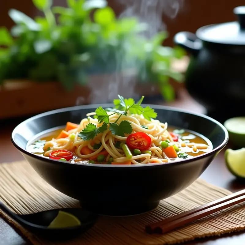 Pho Vegano de Fideos de Arroz y Jackfruit: Receta Vietnamita en Olla Lenta con Toque Umami