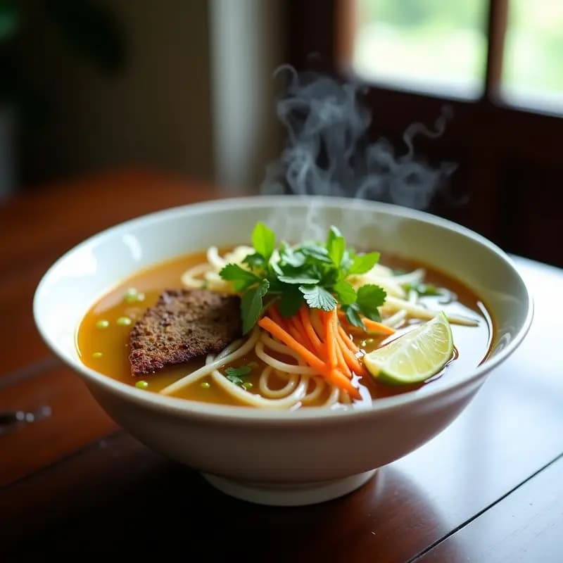 Phở Vegano con Seitan y Brotes de Soja: Sopa Vietnamita Sin Gluten y Alta en Proteína