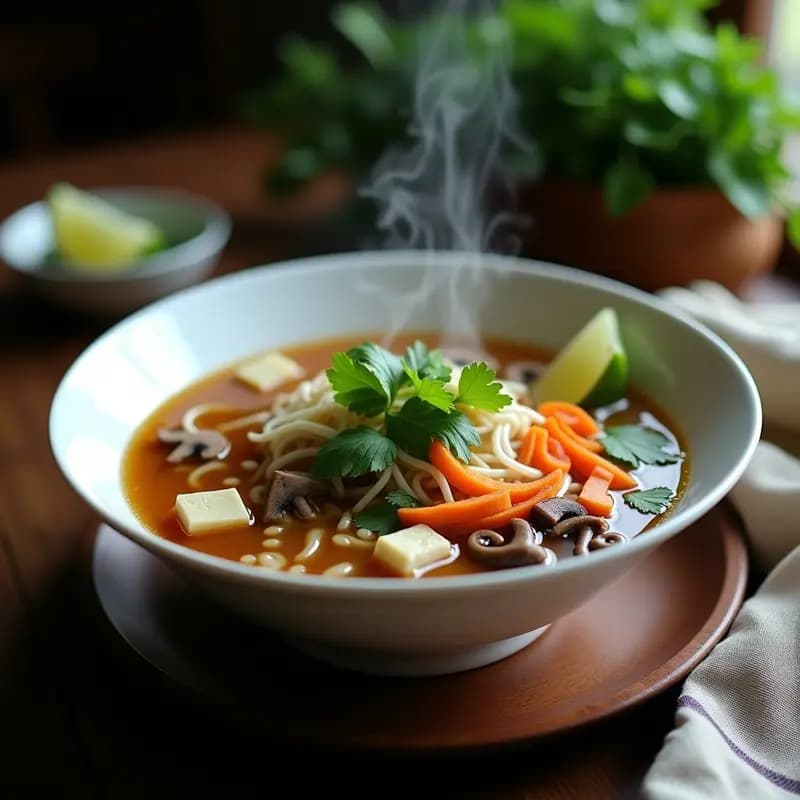 Pho deRes Vegetariano con Fideos de Arroz Integral: Receta Vietnamita con Jengibre y Estrellado