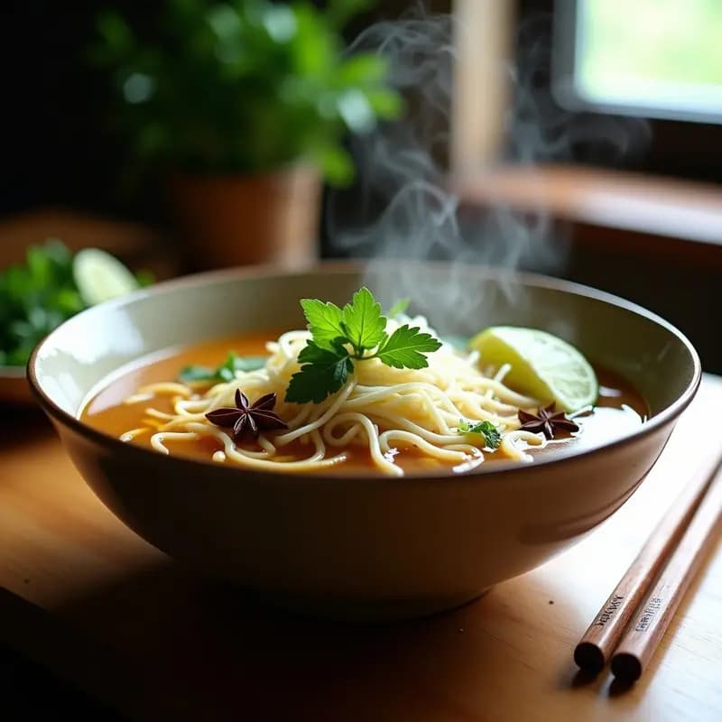 Pho Vegetariano con Fideos de Arroz y Hongos Ostra: Receta Vietnamita Reconfortante y Sin Gluten