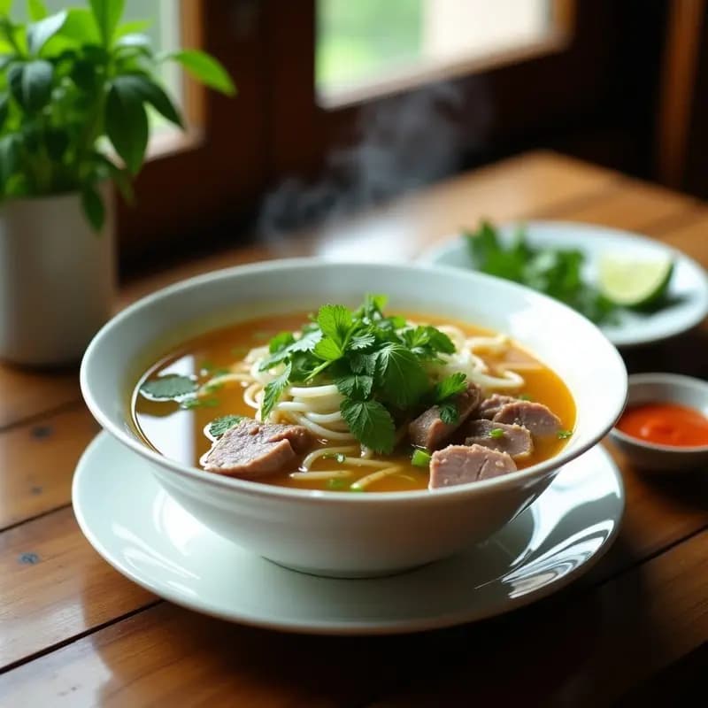 Phó Vietamita de Ternera con Hierbas Frescas: Sopa Aromática y Baja en Calorías