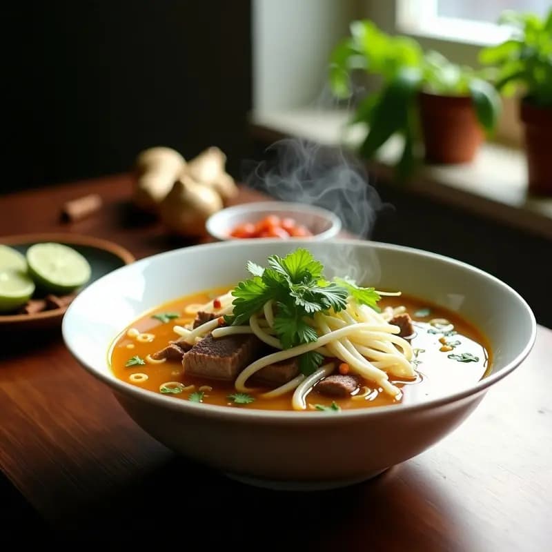 Pho Vietnamita de Ternera y Jengibre: Sopa Aromática en Olla a Presión