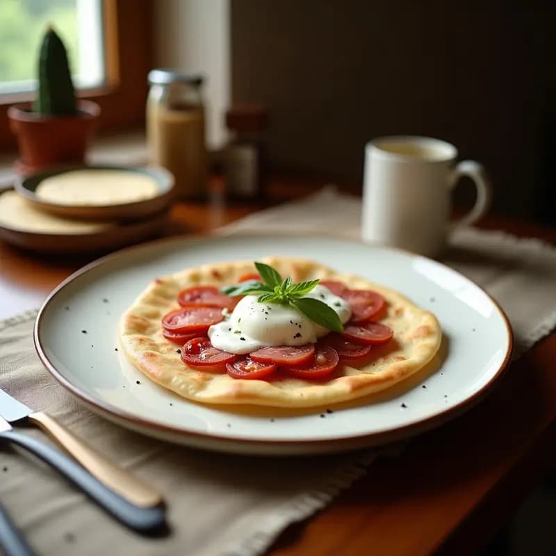 Piadina Romana con Rúcula, Prosciutto y Queso Burrata: Receta Italiana Rápida y Light
