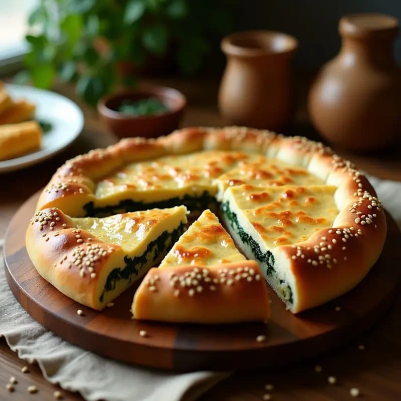 Pide de Espinacas y Feta con Semillas de Sésamo: Receta Turca Crujiente para Hornear