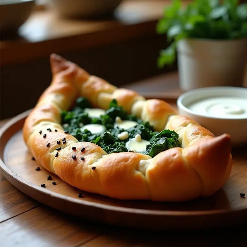 Pide Turco de Espinacas y Queso Beyaz Peynir: Receta Tradicional en Horno Crujiente