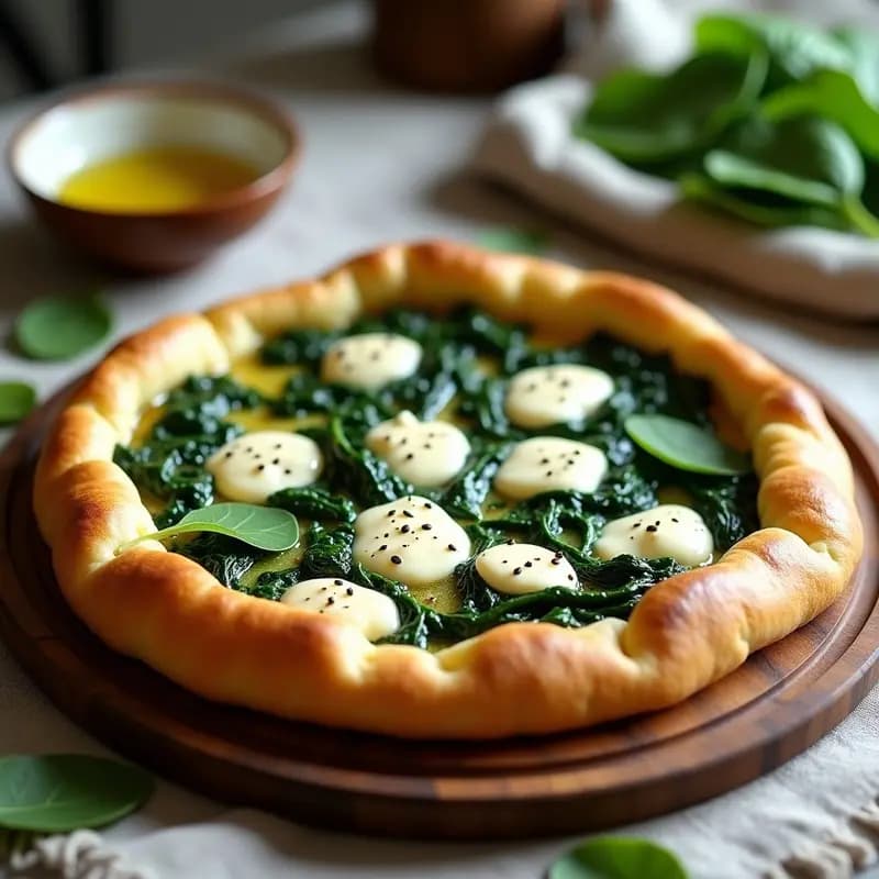 Pide de Espinacas y Queso Beyaz: Receta Turca en Formato de Pizza Vegana