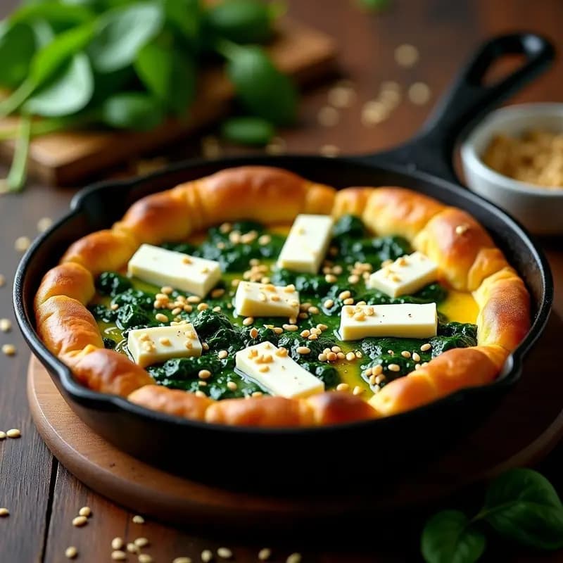 Pide de Espinacas y Queso Feta: Receta Turca en Sartén Crujiente y Vegana