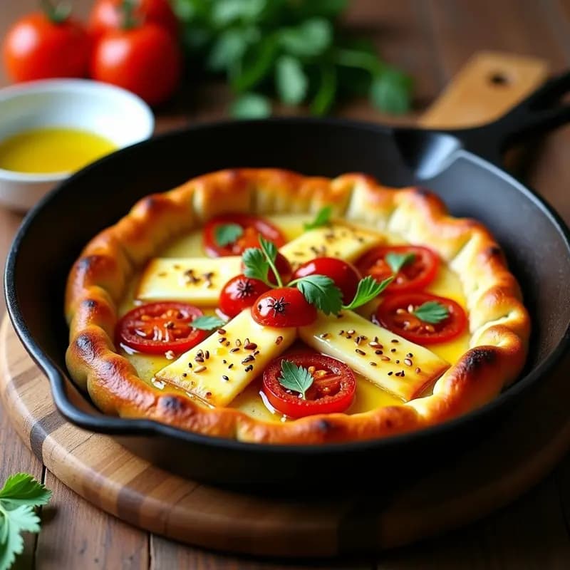 Pide de Queso Halloumi y Tomate Seco: Receta Turca en Sartén y Sin Harina