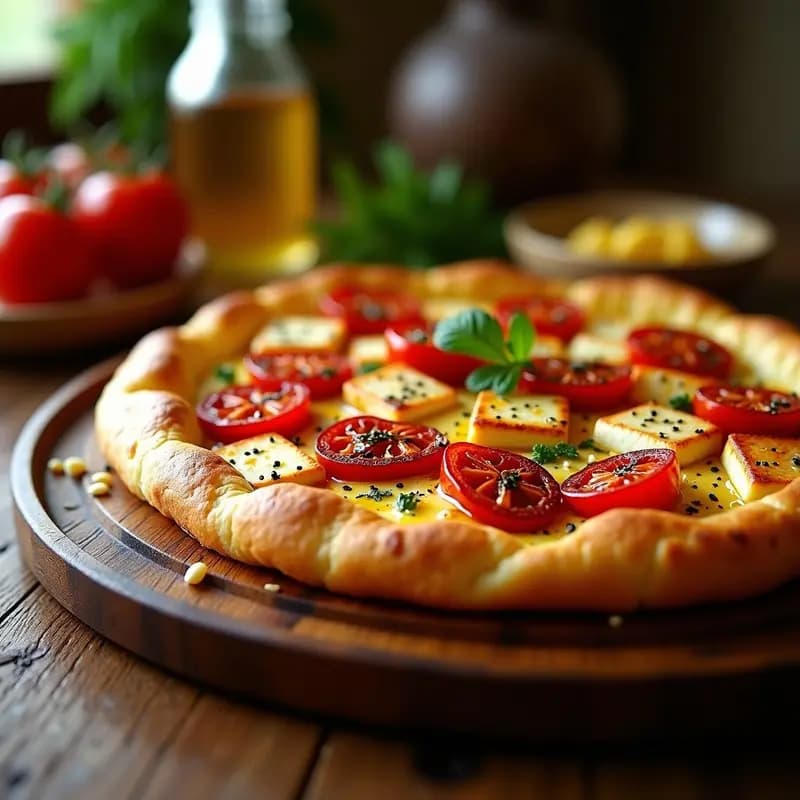 Pide de Queso Halloumi y Tomates Secos: Receta Turca en Airfryer y Crujiente