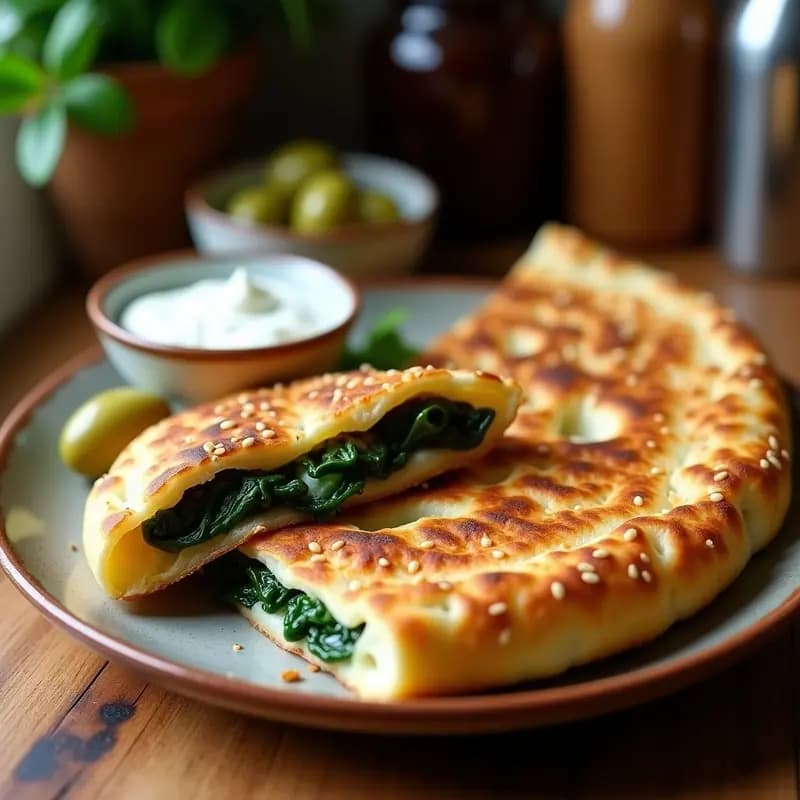 Pide Turca de Espinacas y Queso Beyaz: Pan Plano Relleno en 20 Minutos